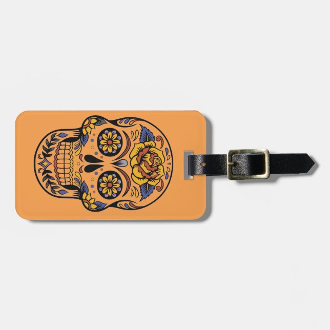 Mexican skull day of the dead luggage tag (Front Horizontal)