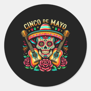 Mexican Skull Fiesta 5 De Mayo Cinco De Mayo Mem W Classic Round Sticker