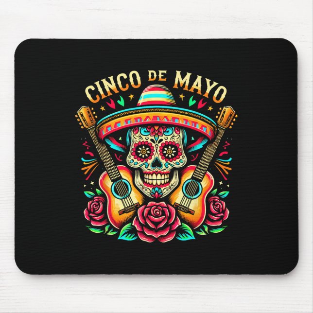 Mexican Skull Fiesta 5 De Mayo Cinco De Mayo Mem W Mouse Pad (Front)