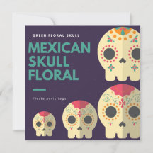 Mexican Skull Floral Fiesta Party Favour Tags