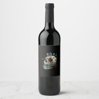mexican skull lottery wine label