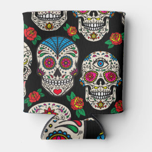 Mexican Skulls & Roses: Vintage Design Can Cooler