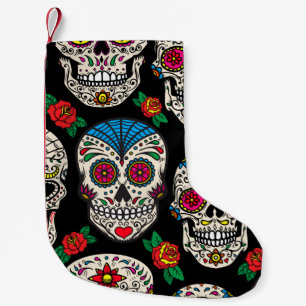 Mexican Skulls & Roses: Vintage Design Small Christmas Stocking