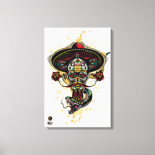 Mexican skulls skulls skulls skull tatt canvas print (Front)