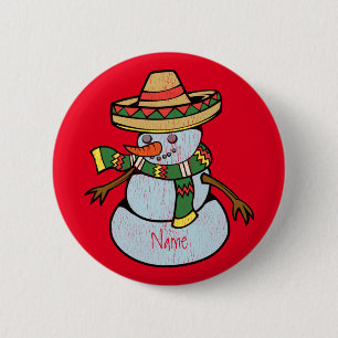 Mexican Sombrero Santa Thunder_Cove 2 Inch Round Button