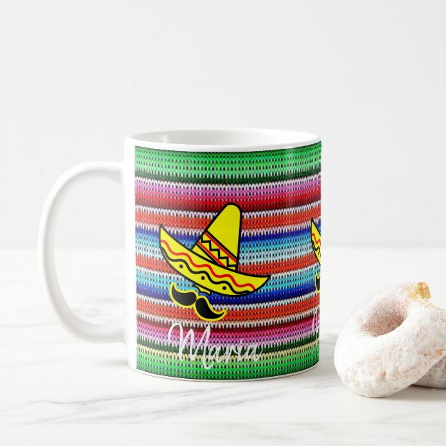 Mexican Sombrero Stripe Mug (With Donut)