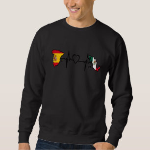 Mexican Spain Flag Mexican Spanish Heartbeat Sweatshirt