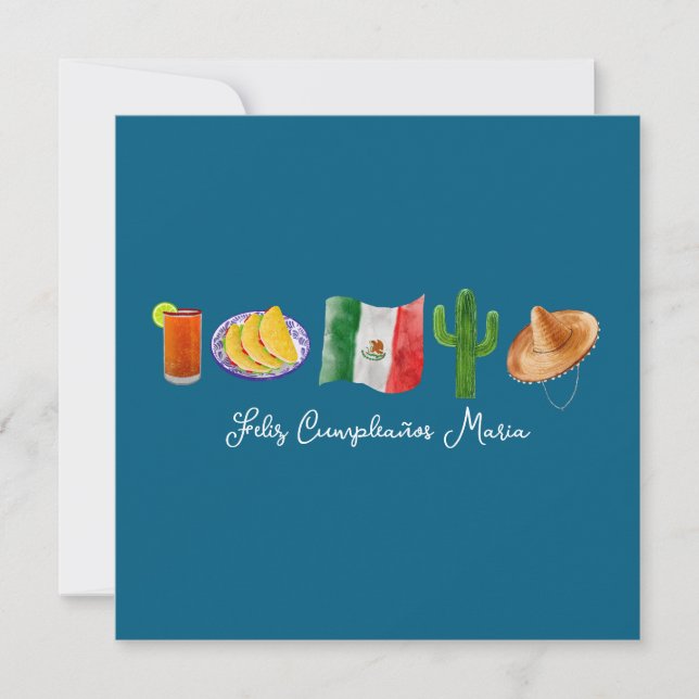 Mexican Spanish Happy Birthday, Feliz Cumpleaños  Holiday Card (Front)