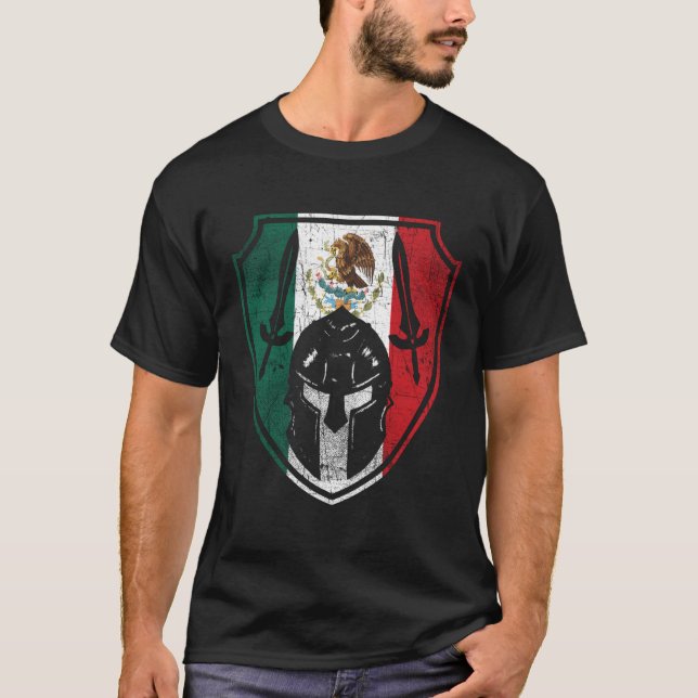 Mexican Spartan Helmet Mexico Pride T-Shirt (Front)
