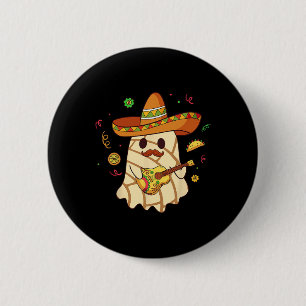 Mexican Spooky Ghost Play Guitar Conchas Pan Dulce 2 Inch Round Button