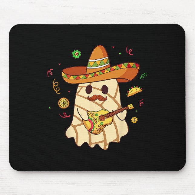 Mexican Spooky Ghost Play Guitar Conchas Pan Dulce Mouse Pad (Front)