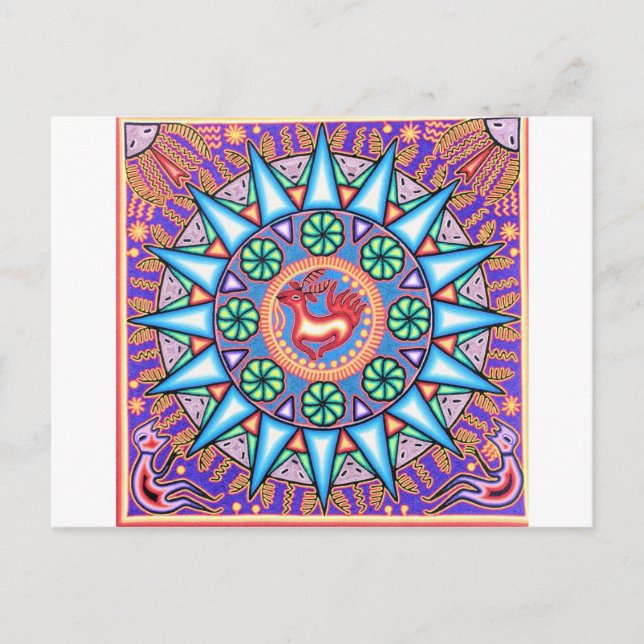 Mexican String Art Geometric Sun Postcard (Front)