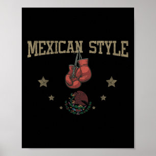 Mexican Style Boxing Eagle Holding A Snake Symbol  Poster