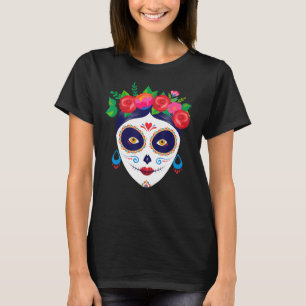Mexican Sugar Colour Skull Girl Halloween Dia De L T-Shirt