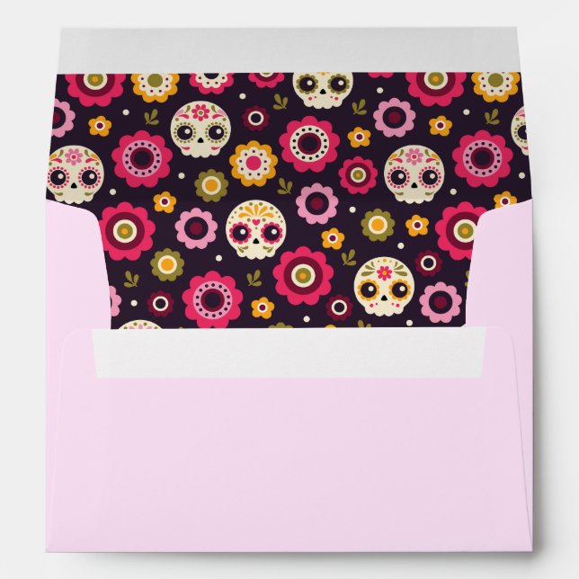 Mexican Sugar Skull Floral Pattern Envelope (Back (Bottom))