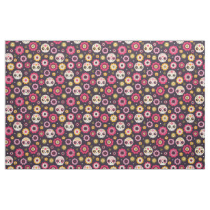 Mexican Sugar Skull Floral Pattern Fabric