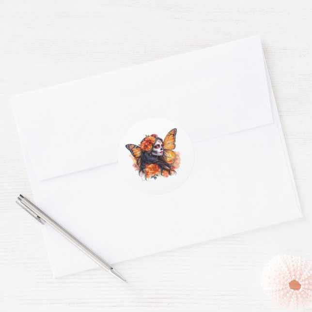 Mexican Sugar Skull La Calavera Catrina Sticker (Envelope)