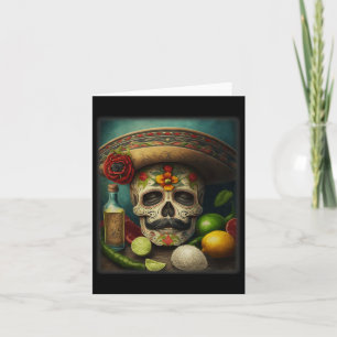Mexican Sugar Skull Tequila Sombrero Cinco De Mayo Card