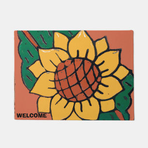 Mexican Sun Flower Tile Style Country Floor Mat