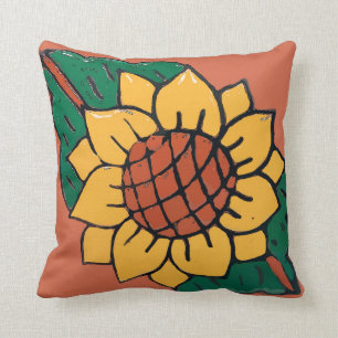 Mexican Sunflower Tile Throw Pillow