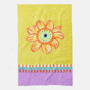 Mexican Sunflower Yellow Purple Kitchen Towel