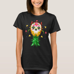 Mexican Swinger Upside Down Pineapple Sugar Skull T-Shirt
