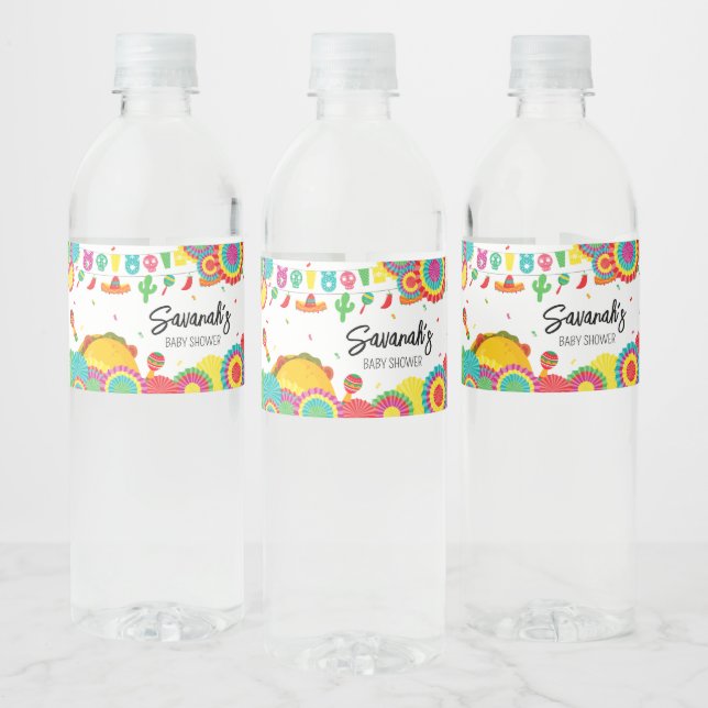 Mexican Taco 'Bout A Baby Shower  Water Bottle Label (Bottles)