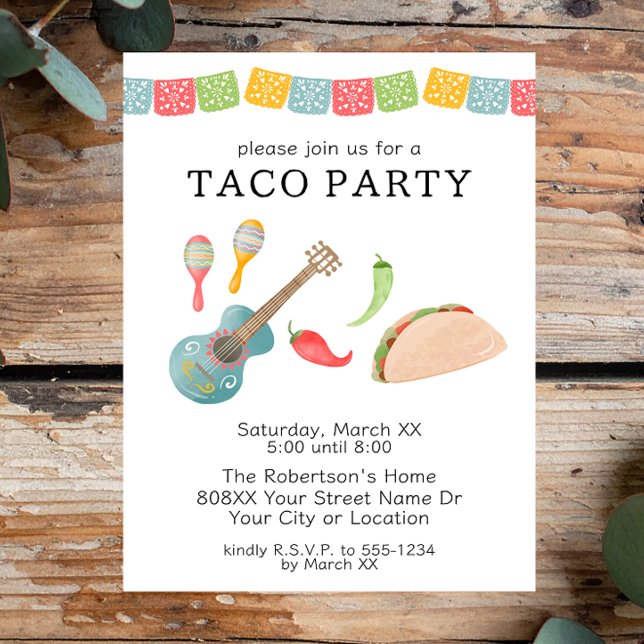 Mexican Taco Night Party Invitation (Creator Uploaded)
