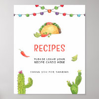 Mexican Taco Recipe Card table sign 