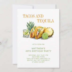Mexican Tacos and Tequila 40th Birthday Party Invitation