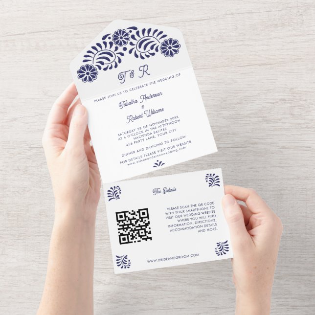 Mexican Talavera All in One with QR All In One Invitation (Tearaway)