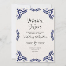 Mexican Talavera Black Floral Minimalist Wedding