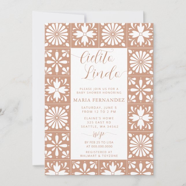 Mexican Talavera Boho Cielito Lindo Baby Shower Invitation (Front)