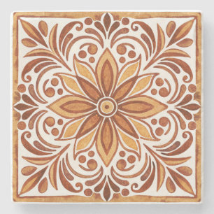Mexican Talavera brown elegant wedding favours Stone Coaster