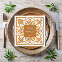 Mexican Talavera brown elegant wedding monogrammed