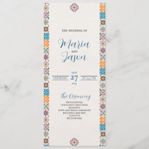 Mexican Talavera Colourful Floral Fiesta Wedding Program