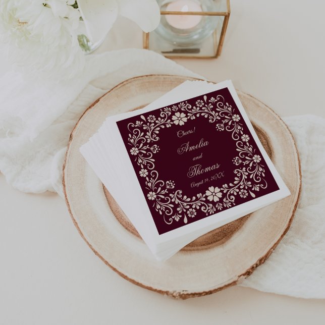 Mexican Talavera Deep Red Wedding  Napkin (Creator Uploaded)