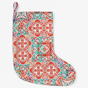 Mexican Talavera: Ethnic Tile Collage. Small Christmas Stocking