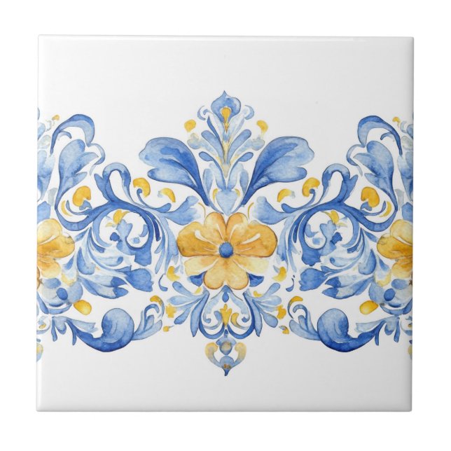 Mexican Talavera Hacienda Style Design Tile (Front)
