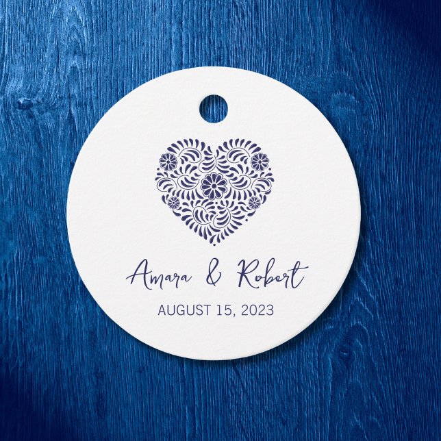 Mexican Talavera heart Favour Tags (Creator Uploaded)