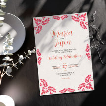 Mexican Talavera Orange Floral Minimalist Wedding