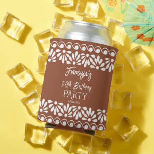 Mexican talavera party favours monogram terracotta can cooler