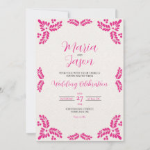 Mexican Talavera Pink Floral Minimalist Wedding