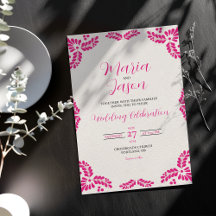 Mexican Talavera Pink Floral Minimalist Wedding