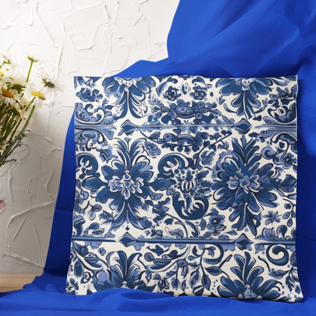 Mexican Talavera Pottery Tile Fiesta Throw Pillow (Creator Uploaded)