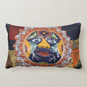 Mexican Talavera style sun Lumbar Pillow