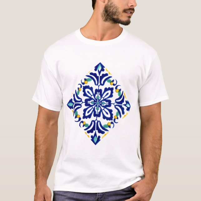 Mexican Talavera Terracotta Tile Design No. 10 T-Shirt (Front)