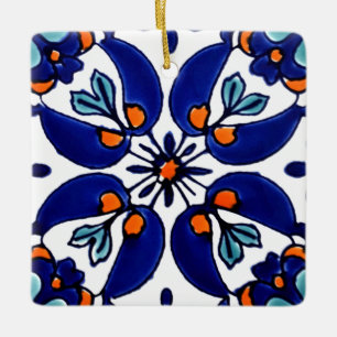 Mexican Talavera Terracotta Tile Design No. 1 Ceramic Ornament