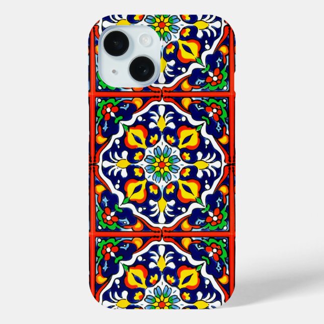 Mexican Talavera Terracotta Tile Design No. 3 Case-Mate iPhone Case (Back)