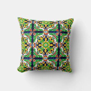 Mexican Talavera Terracotta Tile Design No. 4 Throw Pillow